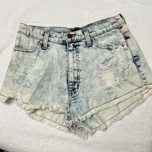 Necessary Clothing Light Blue Acid Wash Denim Jean Shorts